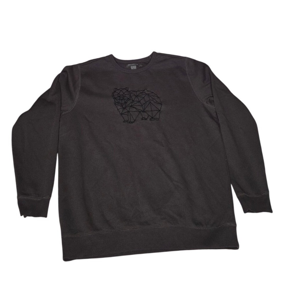 French Connection FCUK Men's Sweater XL Charcoal Gray Logo Crewneck Pullover